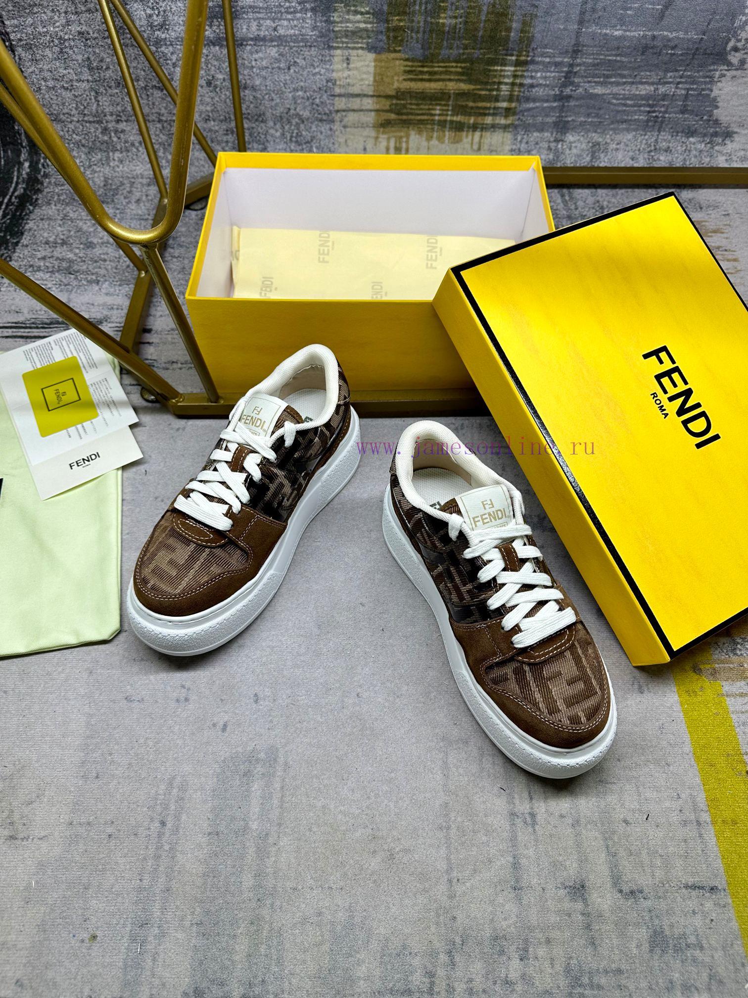 FENDI MatcHermes Comes With The Latest Sports Shoes Featuring Khaki FF Jacquard Fabric And Sued en9805cs - Image 4