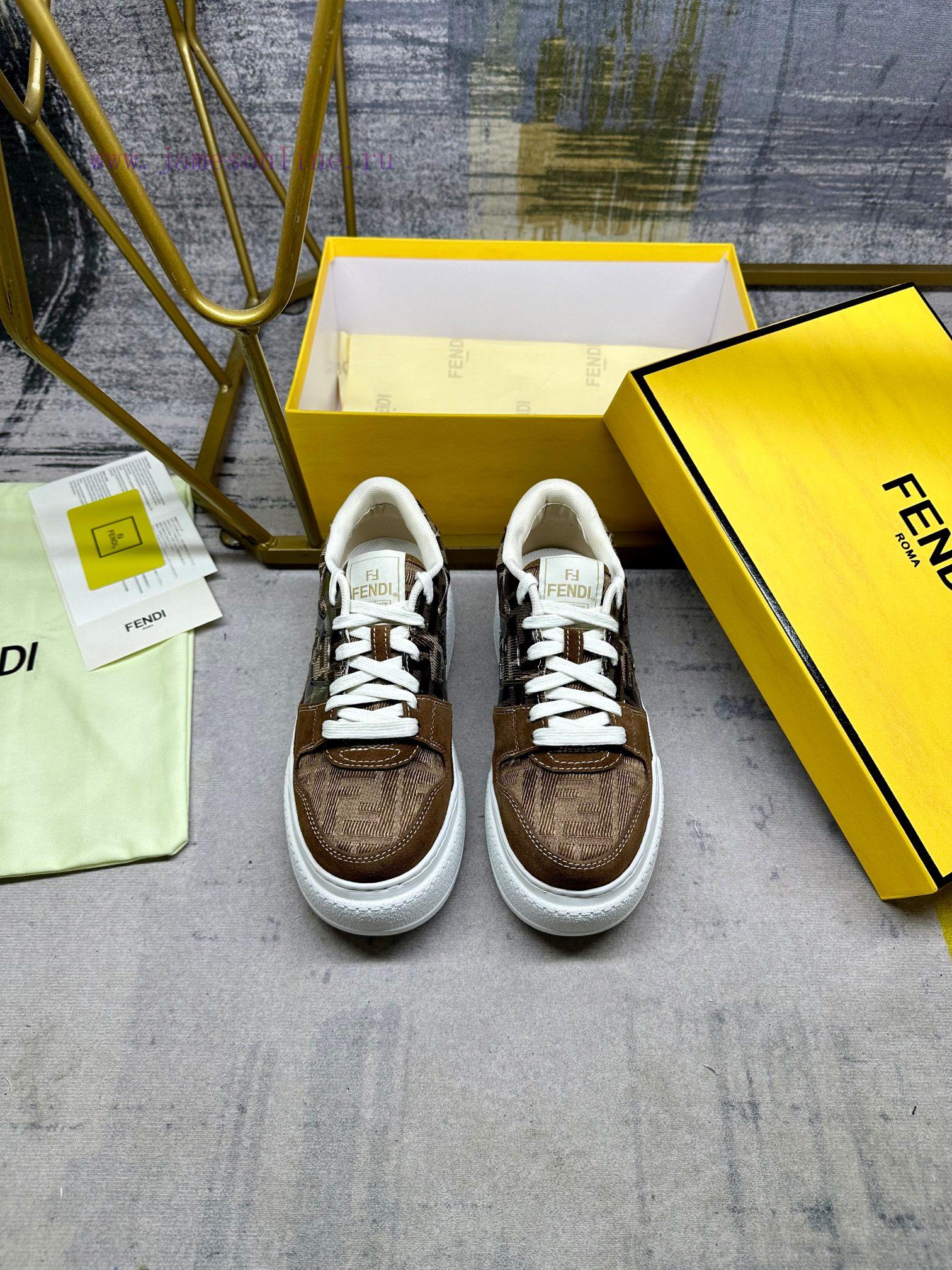 FENDI MatcHermes Comes With The Latest Sports Shoes Featuring Khaki FF Jacquard Fabric And Sued en9805cs - Image 5