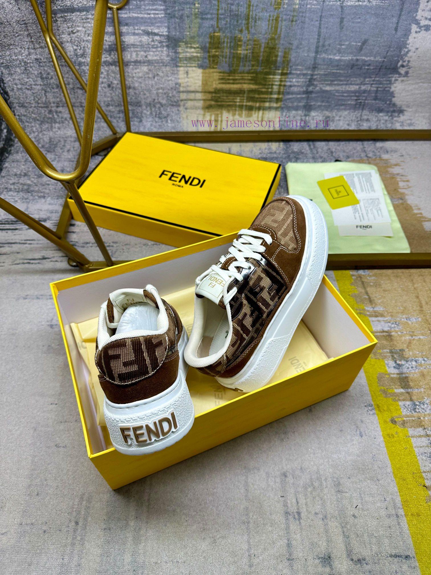 FENDI MatcHermes Comes With The Latest Sports Shoes Featuring Khaki FF Jacquard Fabric And Sued en9805cs - Image 7