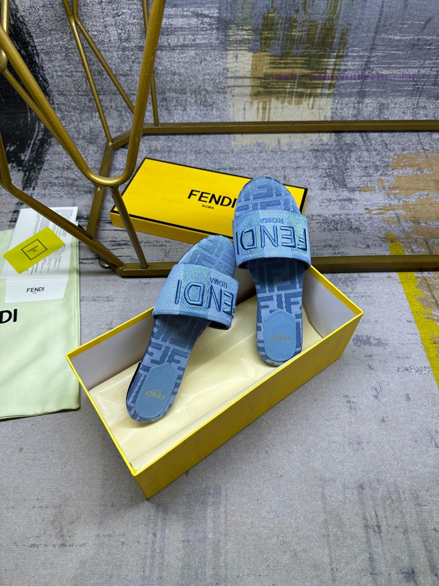 FENDI's Latest Bestseller Wide Lace Flat Bottom Slippers Striped Canvas Material+same Color Lea 2498i9i9 - Image 7