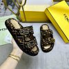 FENDI's Latest Popular Double Strap Flat Slippers With FF Decorative Buckle Velvet FF Fabric Sa wk4yma0g