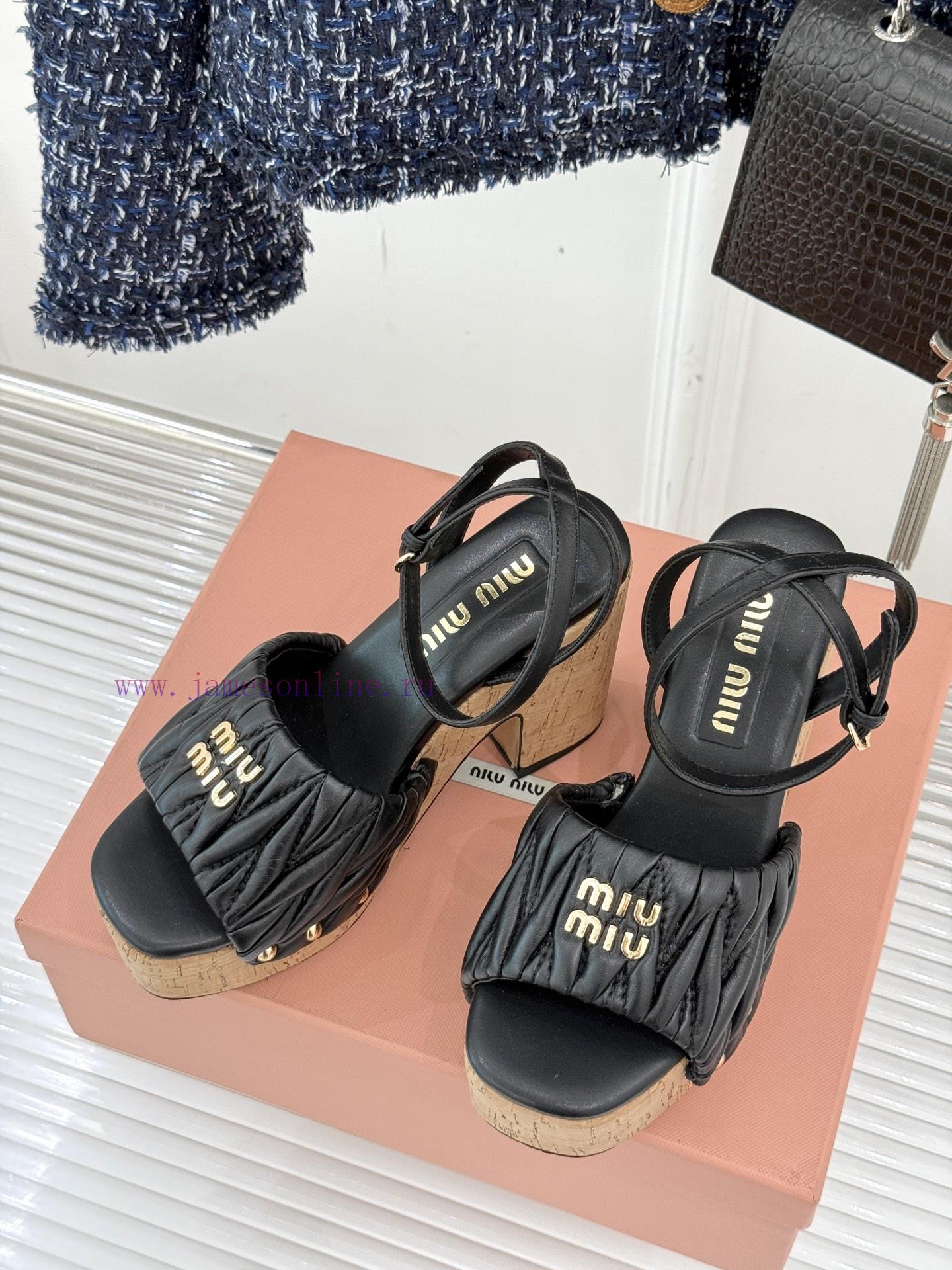 Miu Miu 25s Spring/Summer New Product FoldingWaterproof Platform High-heeled SandalsA Pair Of S vr6dw40h - Image 3