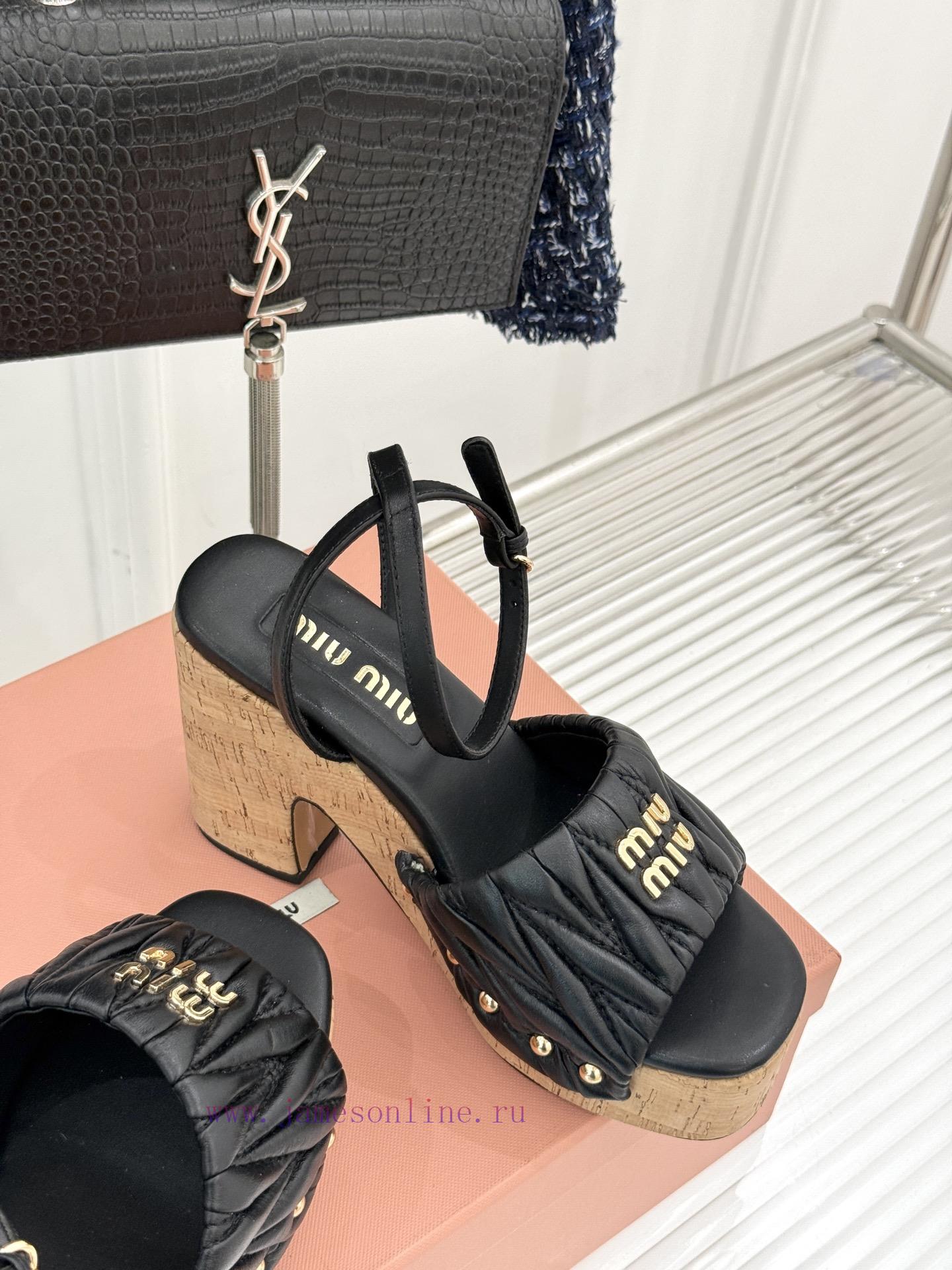 Miu Miu 25s Spring/Summer New Product FoldingWaterproof Platform High-heeled SandalsA Pair Of S vr6dw40h - Image 6