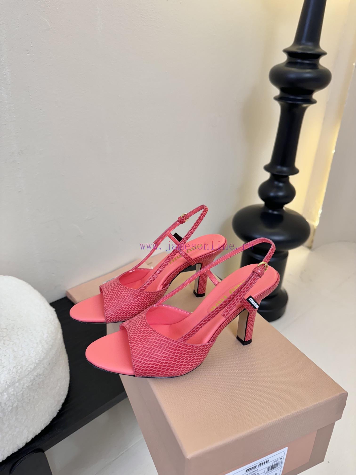 Miumiu 25 Spring/Summer New Collection Simple Retro Lizard Pattern High Heel Fish Mouth Sandals rd4k7gk6 - Image 6