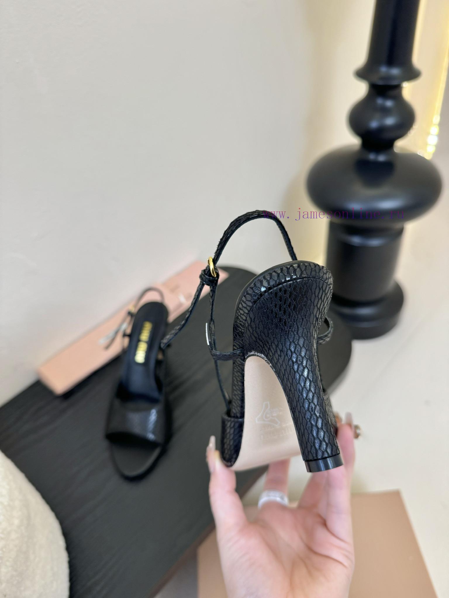 Miumiu 25 Spring/Summer New Collection Simple Retro Lizard Pattern High Heel Fish Mouth Sandals 3ff0vd8x - Image 7