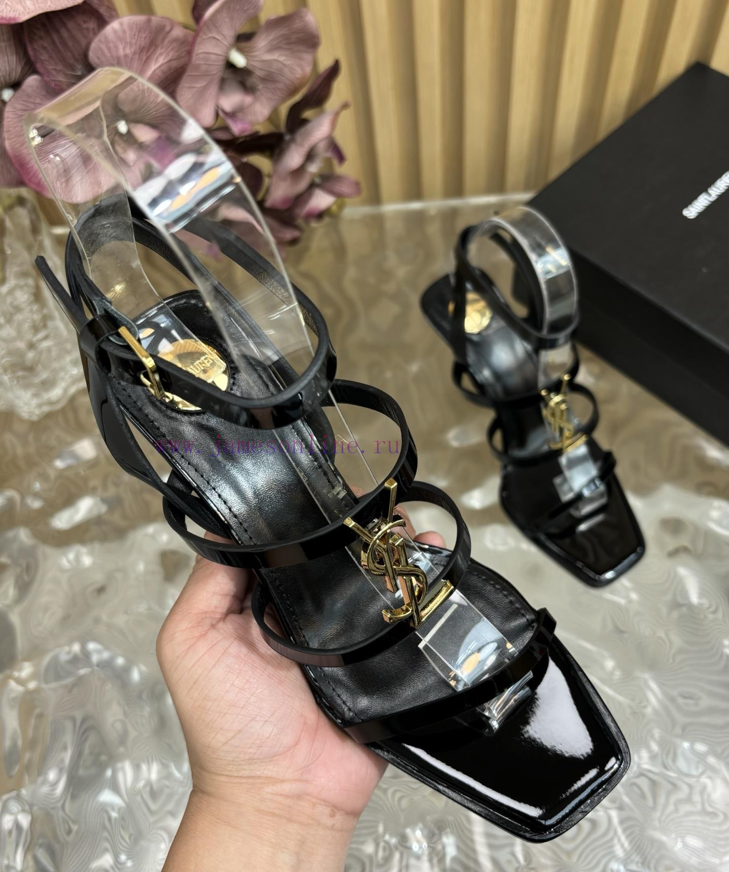 Saint Laurent/YSL Saint Laurent Poe Heel Classic Sandals Top Quality 2025 Summer New Collection 2s5fsb68 - Image 5