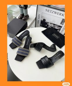 Alexander WangSummer SlippersSquare Head With Thick Heel Featuring A Prominent Raised And Reces ibtvzy75
