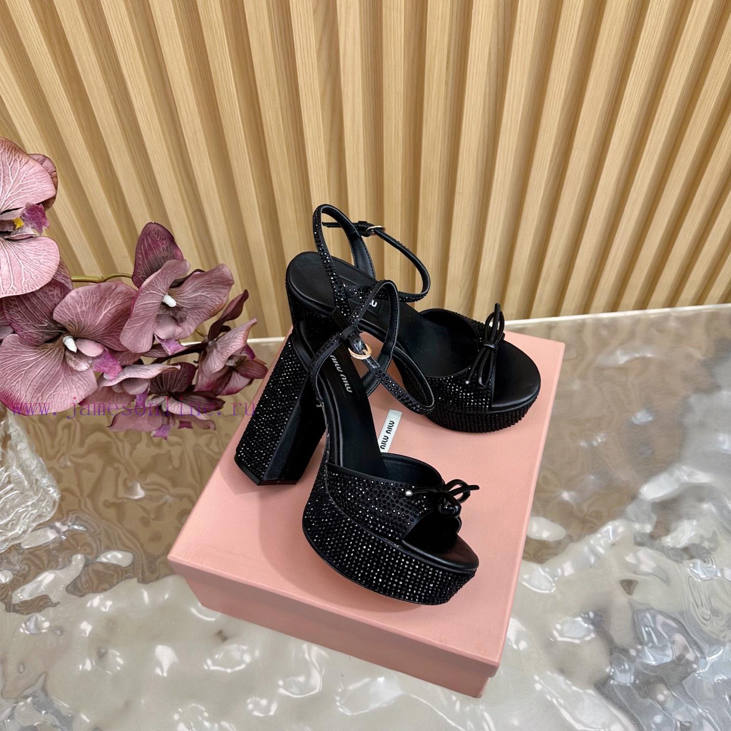 MiuMiu 25s Spring/Summer New Product Waterproof Platform Thick Heel Sandals Heel Set With Spark 2na1tz2x - Image 2