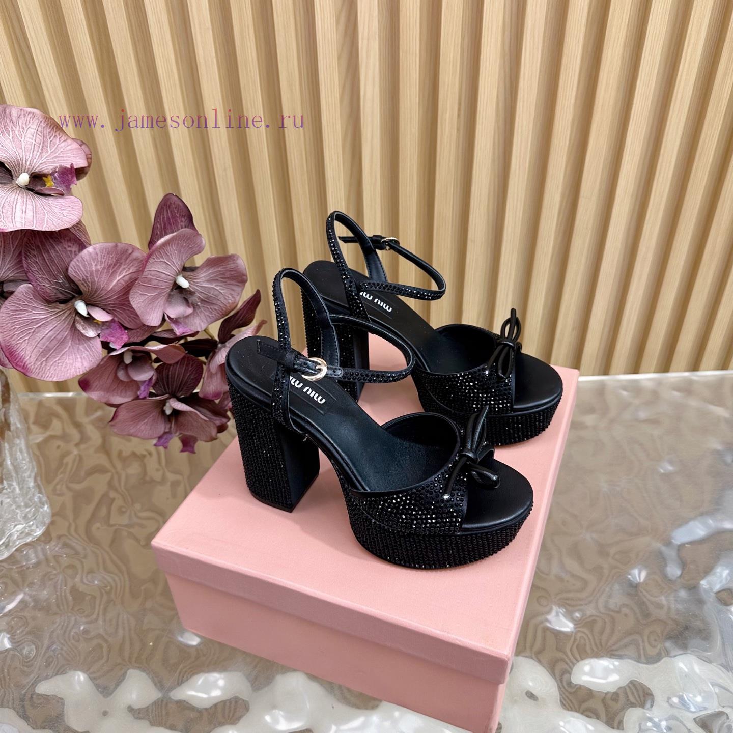 MiuMiu 25s Spring/Summer New Product Waterproof Platform Thick Heel Sandals Heel Set With Spark 2na1tz2x - Image 3