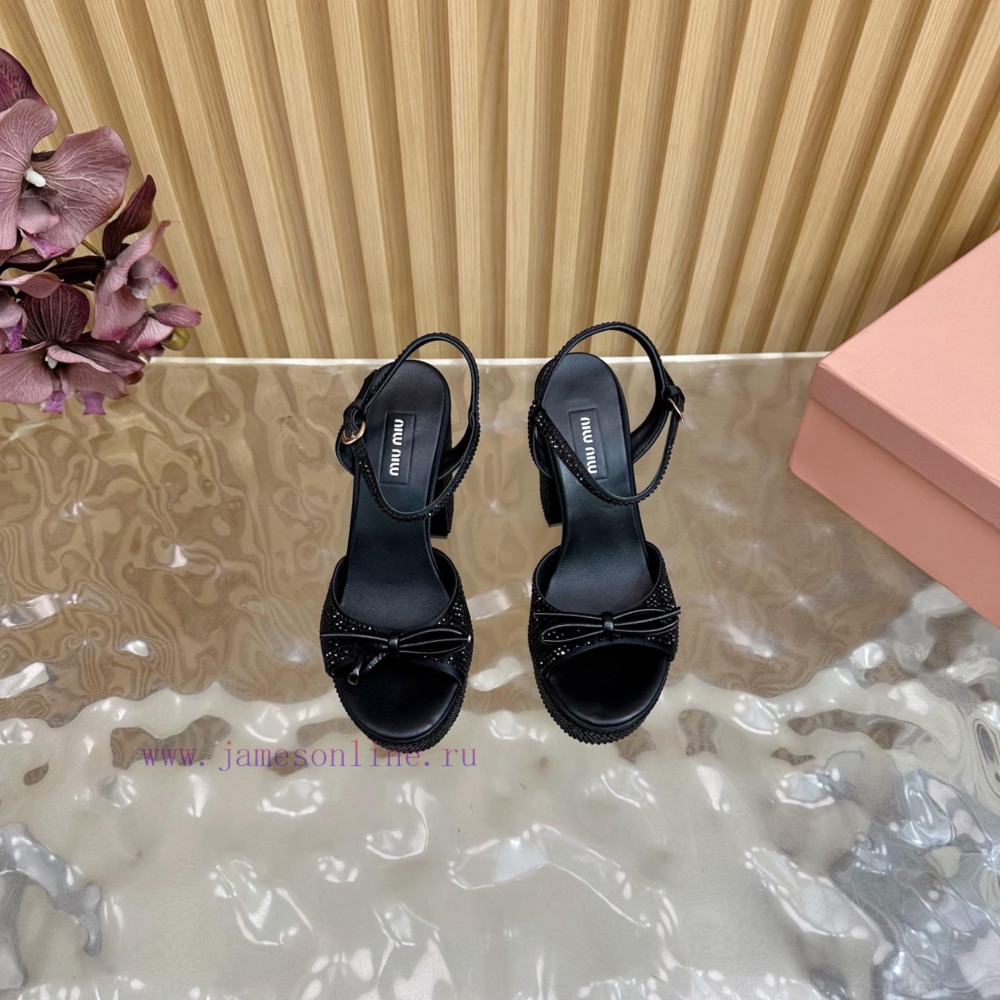MiuMiu 25s Spring/Summer New Product Waterproof Platform Thick Heel Sandals Heel Set With Spark 2na1tz2x - Image 5