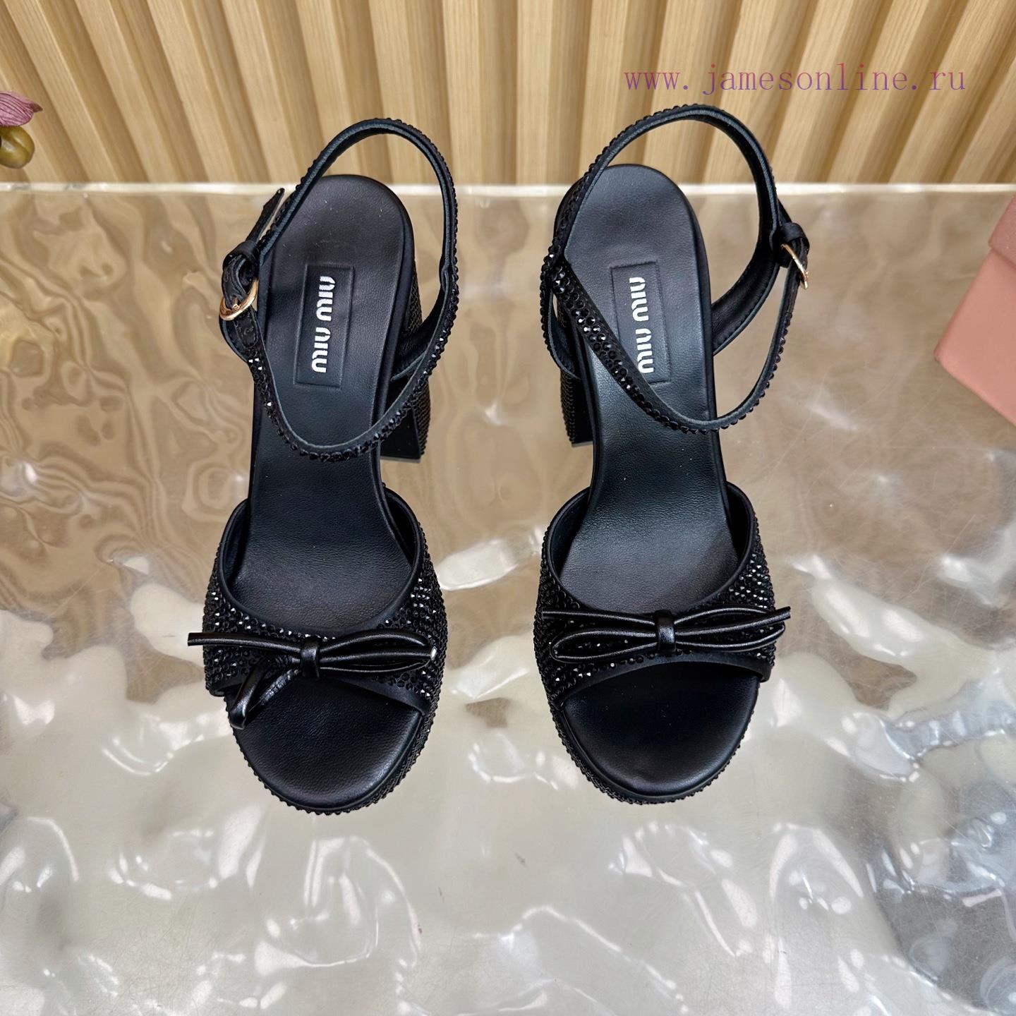 MiuMiu 25s Spring/Summer New Product Waterproof Platform Thick Heel Sandals Heel Set With Spark 2na1tz2x - Image 6