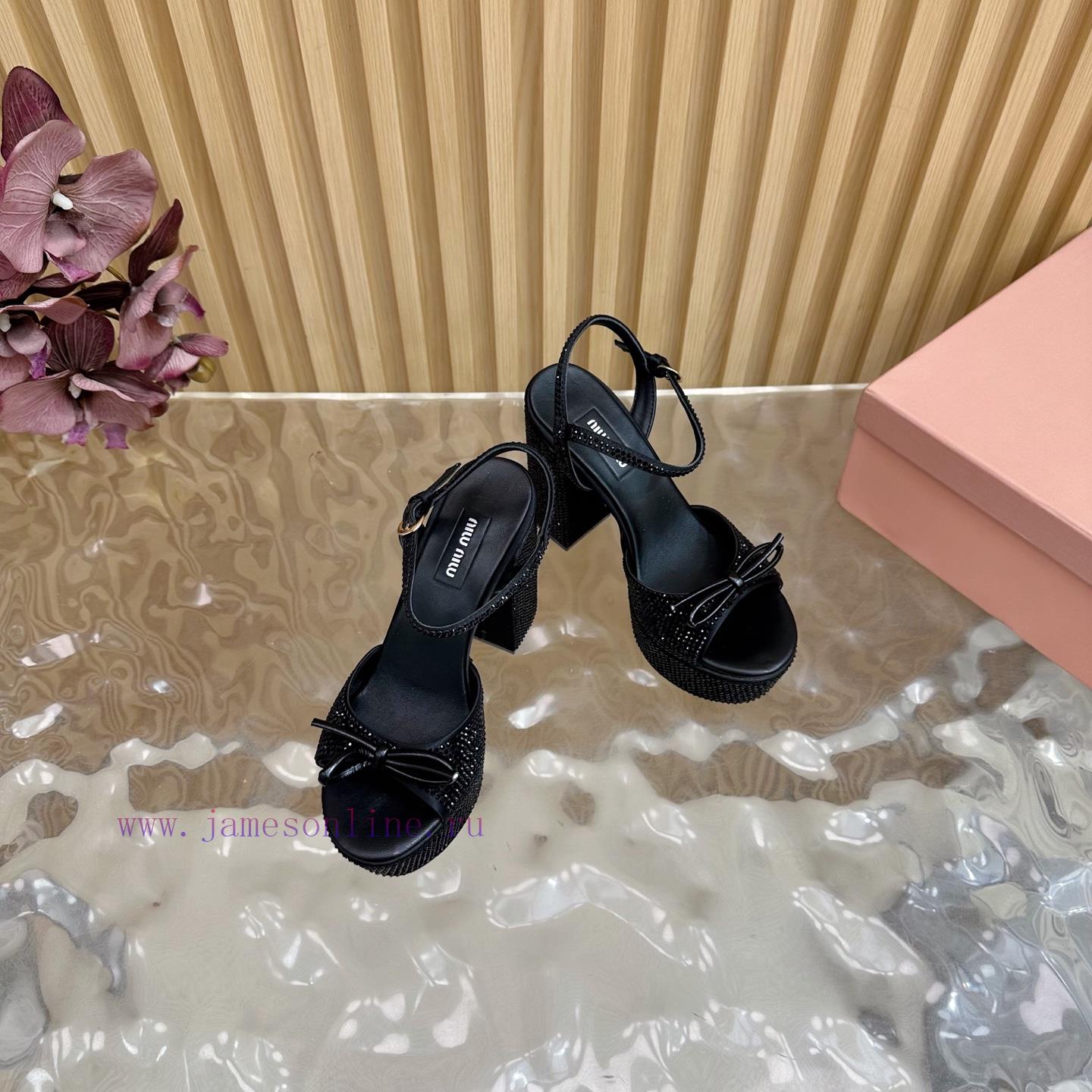 MiuMiu 25s Spring/Summer New Product Waterproof Platform Thick Heel Sandals Heel Set With Spark 2na1tz2x - Image 7