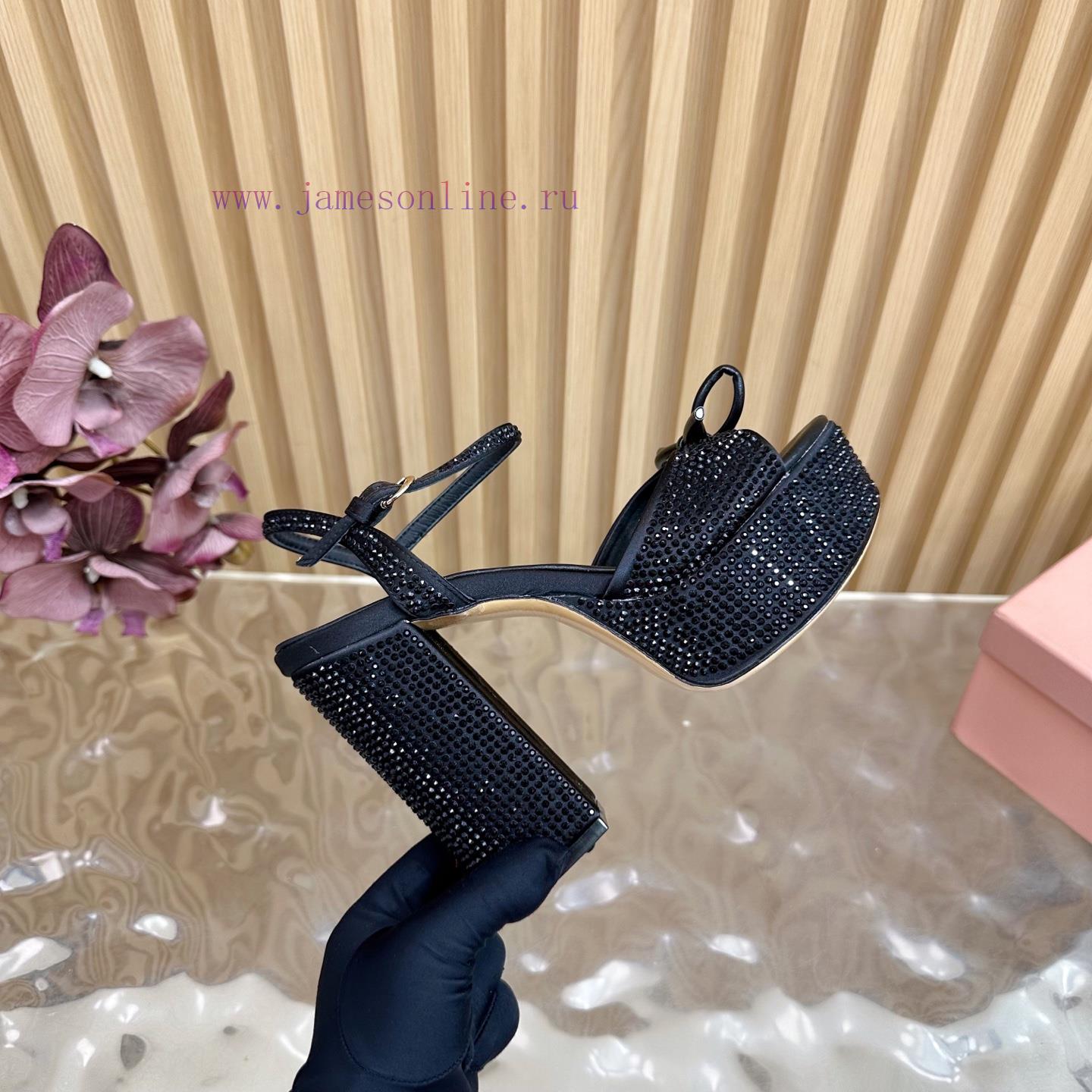 MiuMiu 25s Spring/Summer New Product Waterproof Platform Thick Heel Sandals Heel Set With Spark 2na1tz2x - Image 9