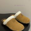 25ss Autumn/Winter Fashion MIUMIU Solid Wood Bottom Wool Half Slippers Thick Soled Mueller Shoe s153dtvq
