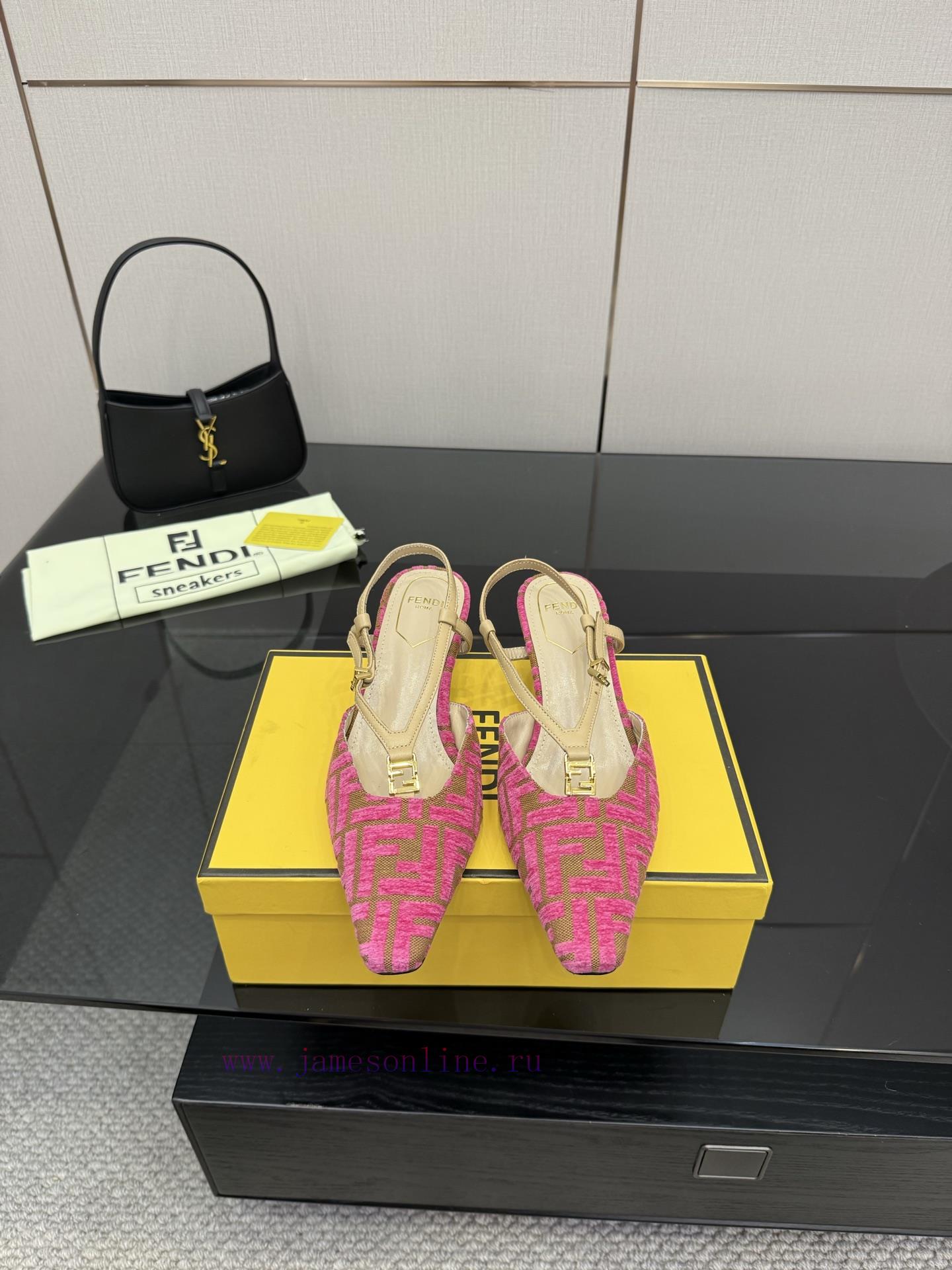 𝙁𝙀𝙉𝘿𝙄 New Fendi FFold Square Head Snell Dew Heel SandalsSquare Toe Open Heel Shoes With Origina yhiqc6td - Image 2