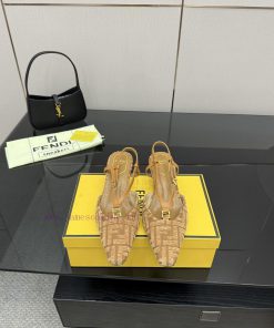 𝙁𝙀𝙉𝘿𝙄 New Fendi FFold Square Head Snell Dew Heel SandalsSquare Toe Open Heel Shoes With Origina n2yaj6nl