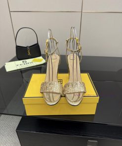 𝙁𝙀𝙉𝘿𝙄 New Fendi Delfina FF Sequin Embroidery Strap High Heels SandalsDelfina Sequin Embroidery iomt1n1j