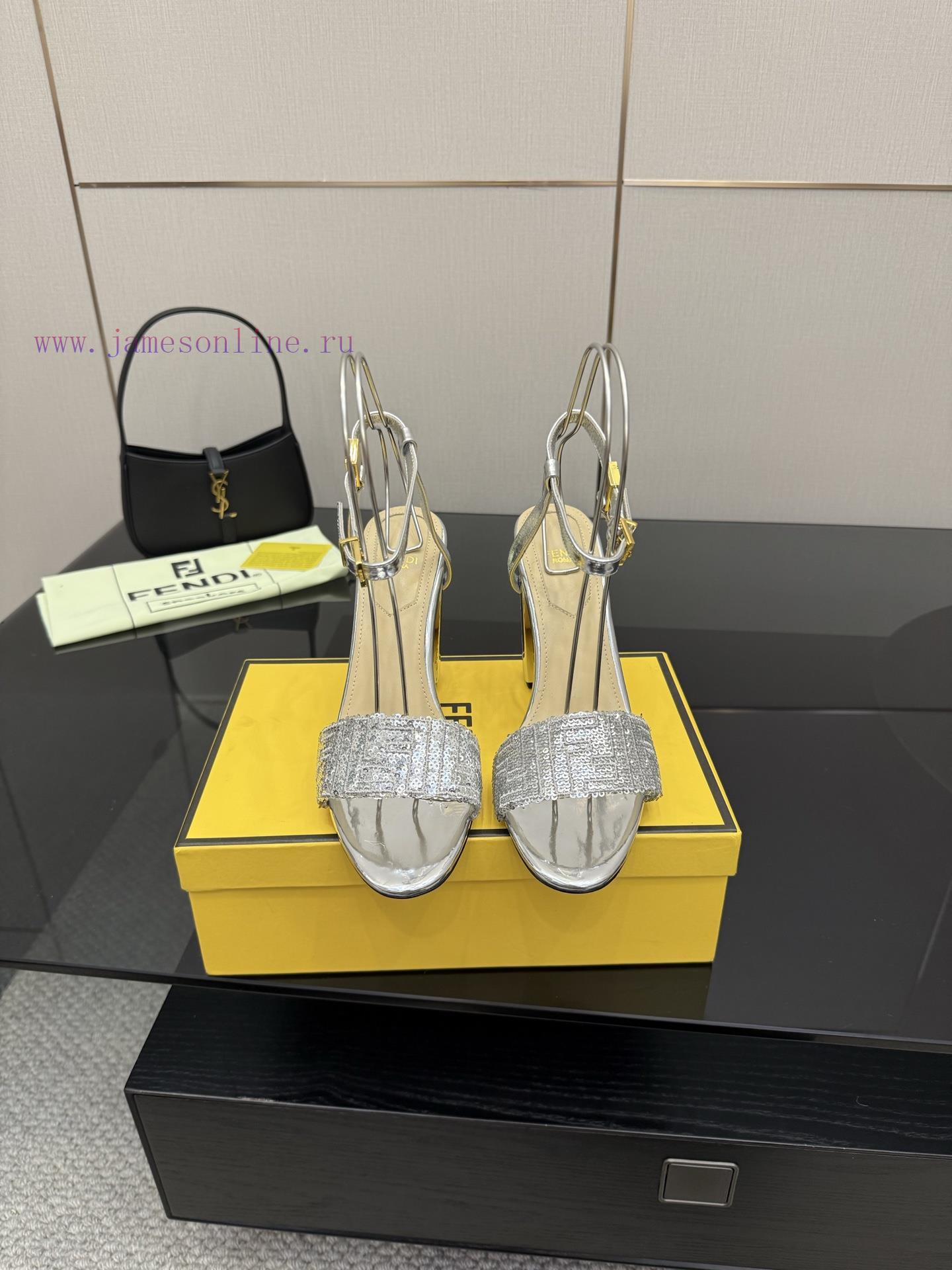 𝙁𝙀𝙉𝘿𝙄 New Fendi Delfina FF Sequin Embroidery Strap High Heels SandalsDelfina Sequin Embroidery n9hgqa8v - Image 2