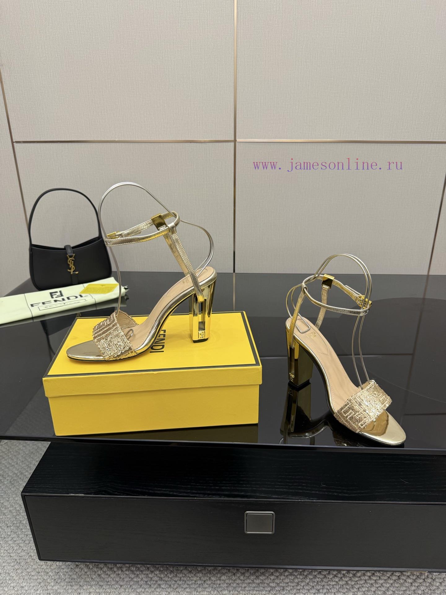𝙁𝙀𝙉𝘿𝙄 New Fendi Delfina FF Sequin Embroidery Strap High Heels SandalsDelfina Sequin Embroidery iomt1n1j - Image 6