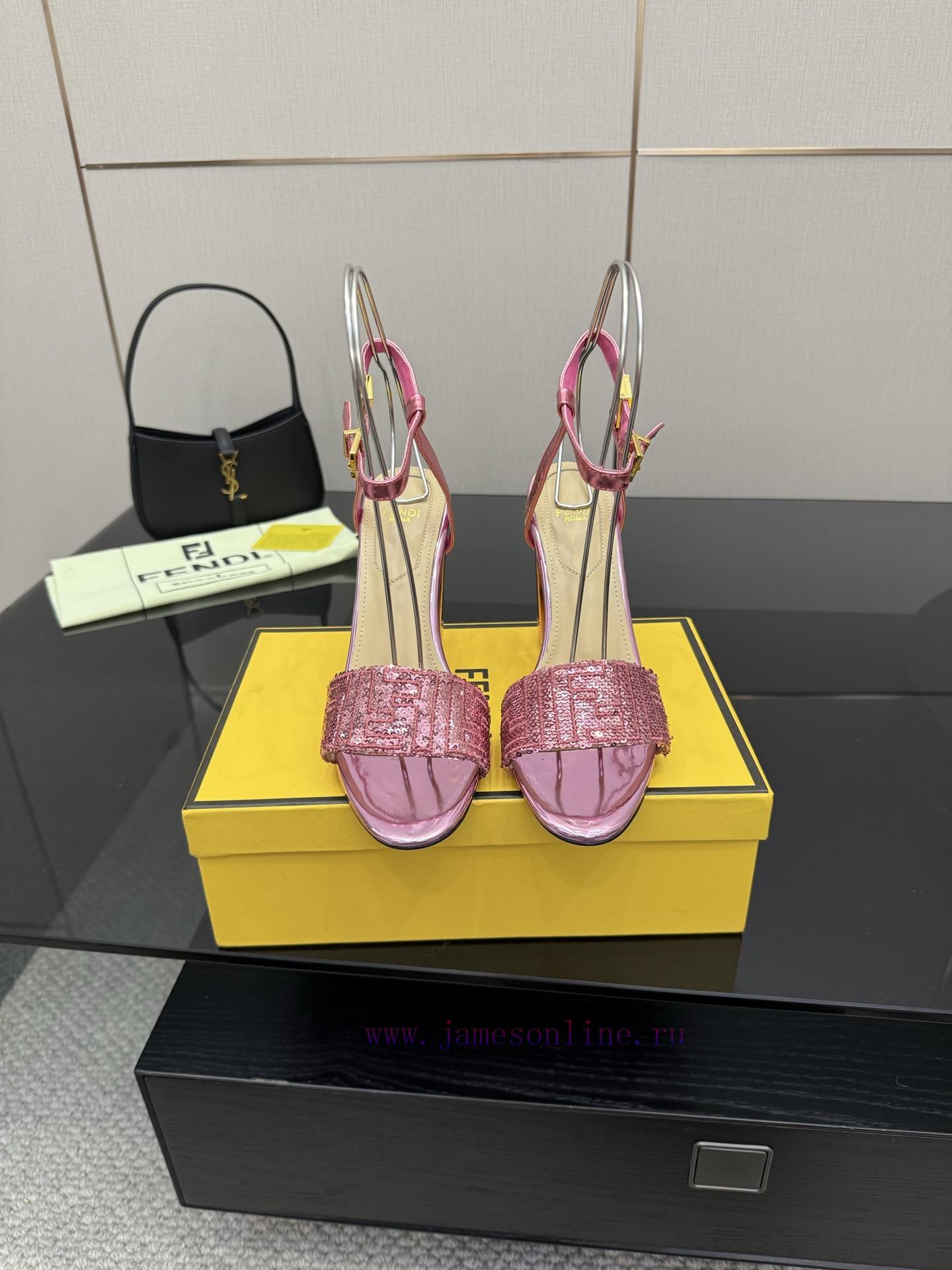 𝙁𝙀𝙉𝘿𝙄 New Fendi Delfina FF Sequin Embroidery Strap High Heels SandalsDelfina Sequin Embroidery wh4h0dk4 - Image 2
