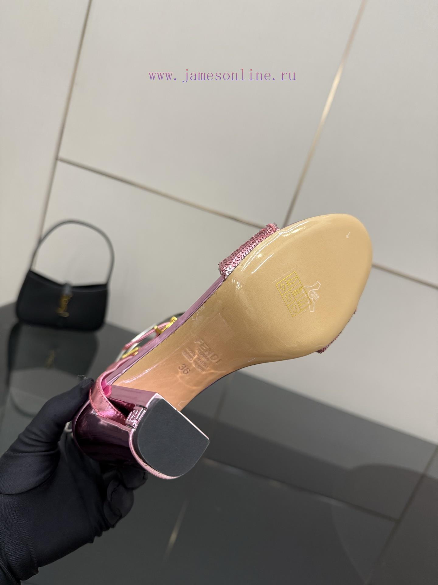 𝙁𝙀𝙉𝘿𝙄 New Fendi Delfina FF Sequin Embroidery Strap High Heels SandalsDelfina Sequin Embroidery wh4h0dk4 - Image 10
