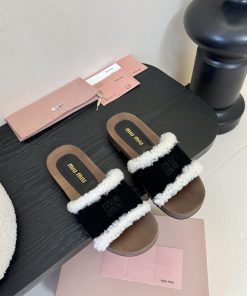 Miumiu Cotton Shoes Sandals 2025 Autumn And Winter New Shoes MiuMiuMiu Fashion Show Appropriate rjyic5qu