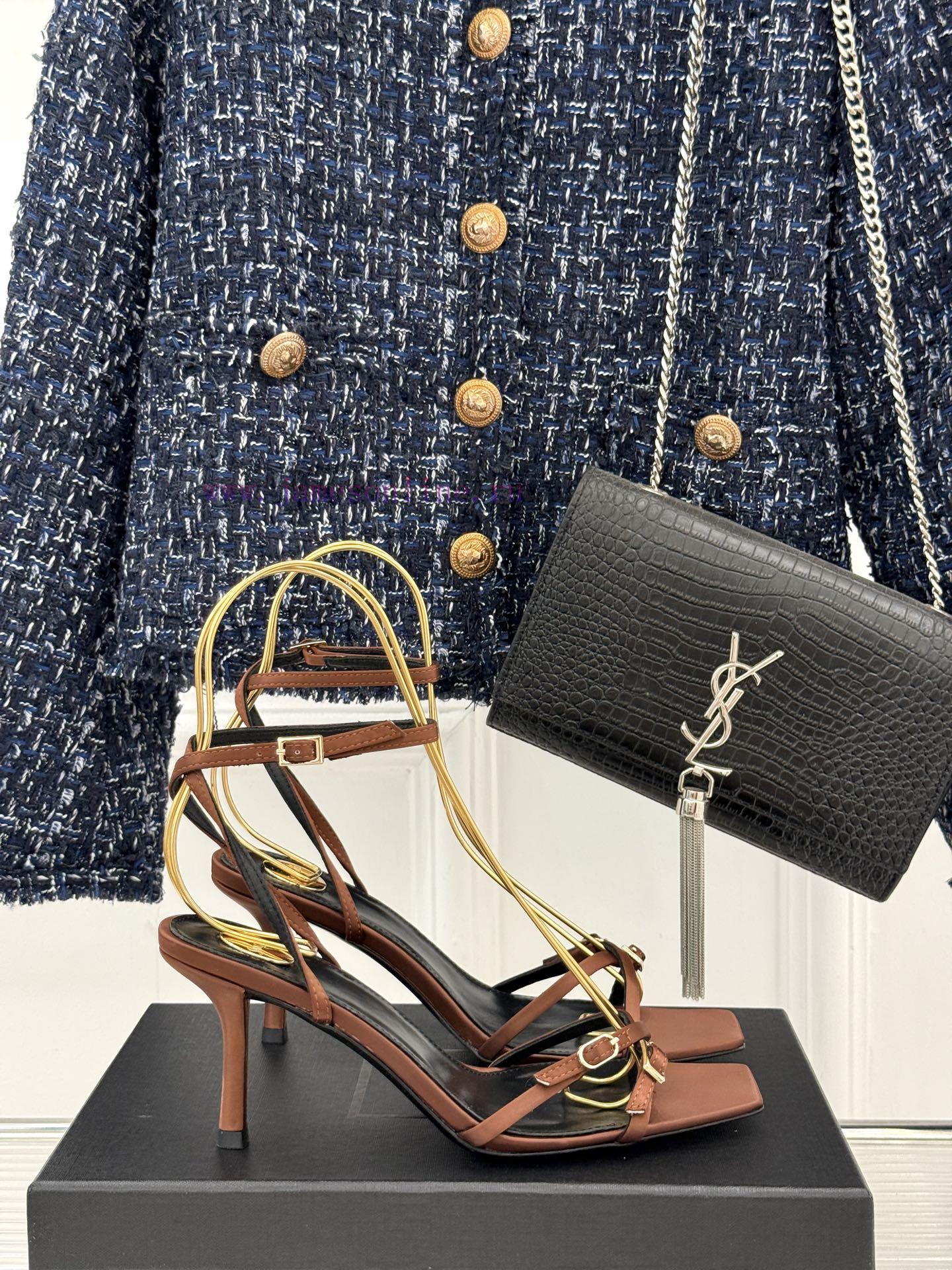 Saint Laurent YSL Saint Laurent 25ssCross Strap High-heeled SandalsThe Design Of These Sandals uh0ezdhs