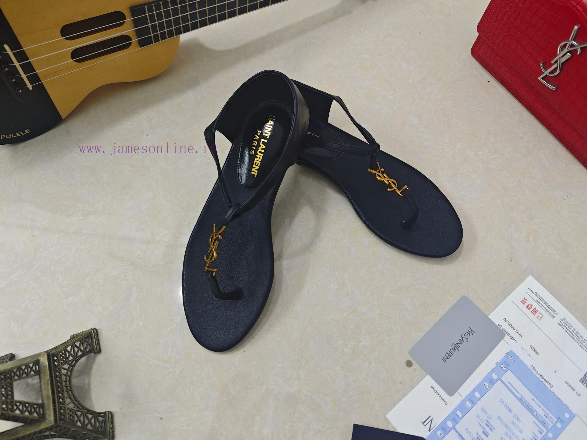 Saint Laurent Flat Clip Sandals 2025 Early Spring Synchronized YSLLogo Letter Diamond Buckle De kawrbp6m