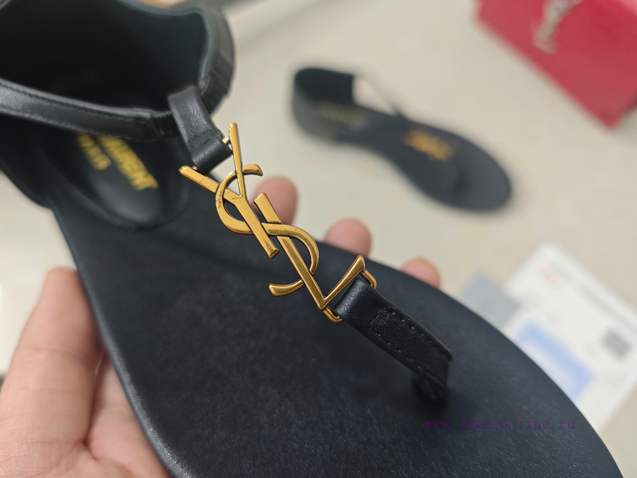 Saint Laurent Flat Clip Sandals 2025 Early Spring Synchronized YSLLogo Letter Diamond Buckle De kawrbp6m - Image 3