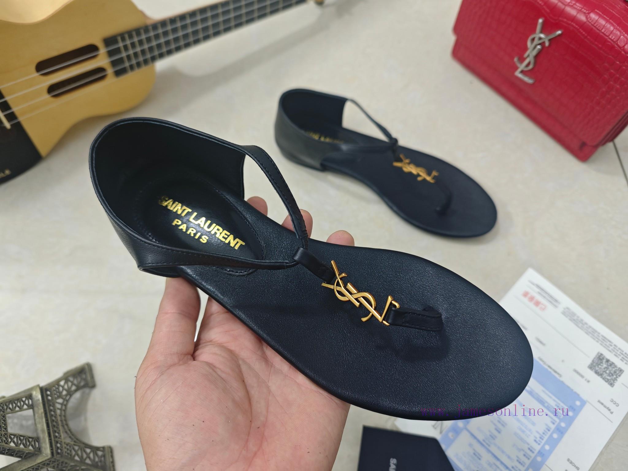 Saint Laurent Flat Clip Sandals 2025 Early Spring Synchronized YSLLogo Letter Diamond Buckle De kawrbp6m - Image 4