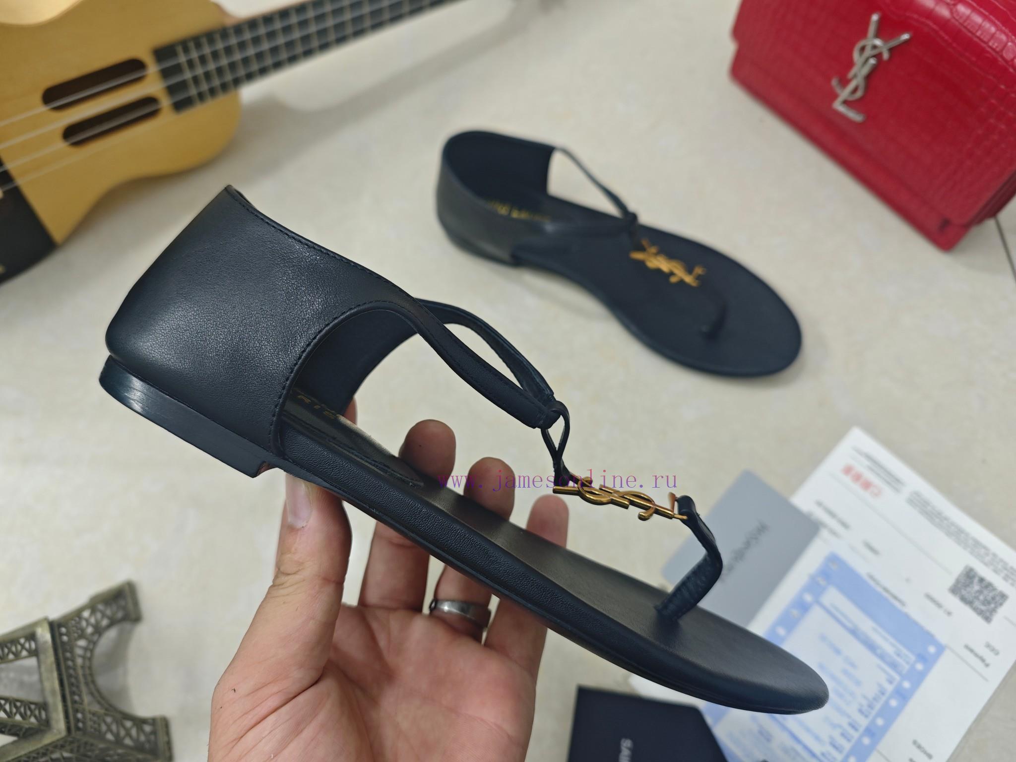 Saint Laurent Flat Clip Sandals 2025 Early Spring Synchronized YSLLogo Letter Diamond Buckle De kawrbp6m - Image 5