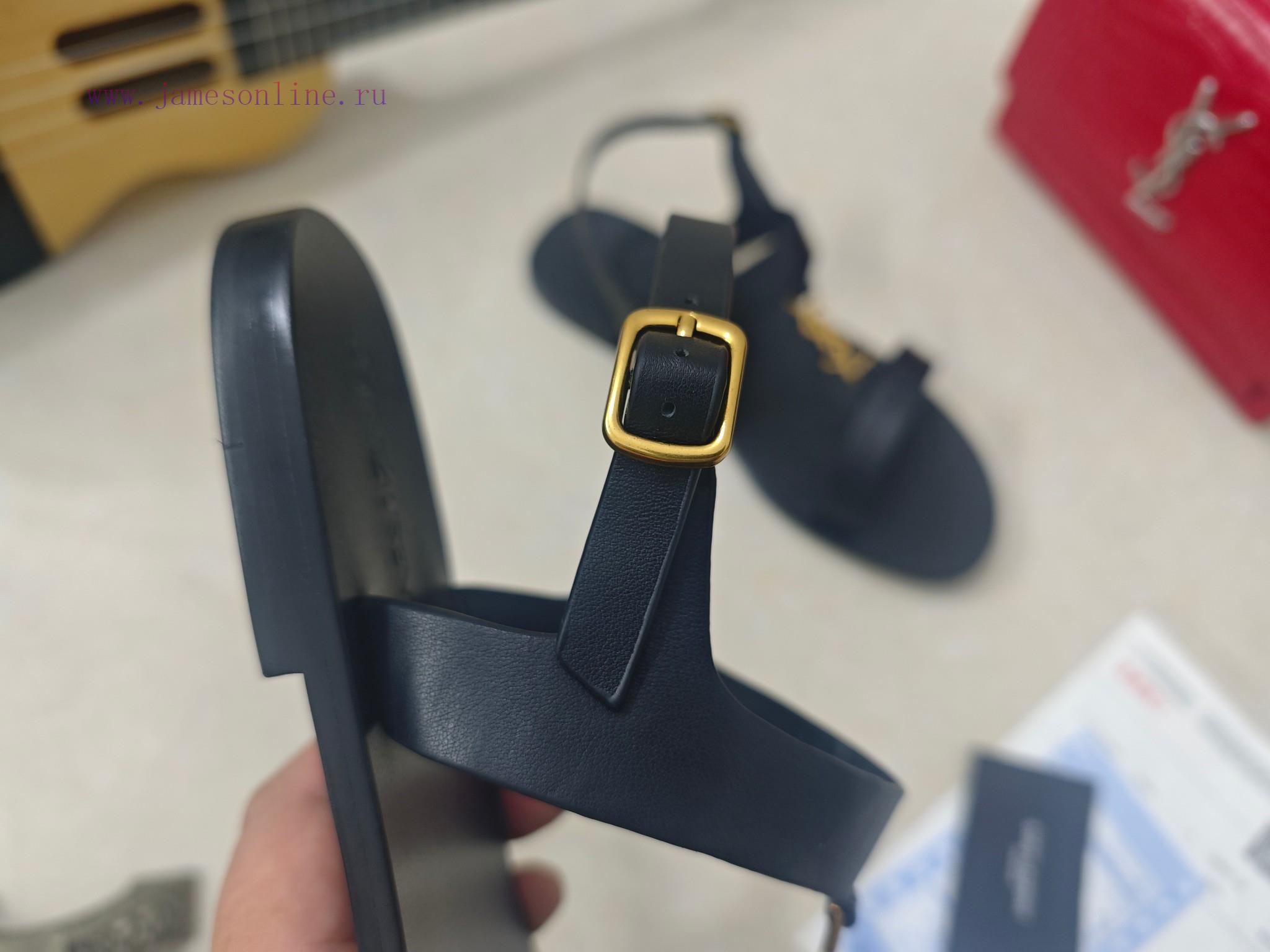 Saint Laurent Flat Sandals 2025 Early Spring Synchronized YSLLogo Letter Buckle DecorationClass zjioc0n9