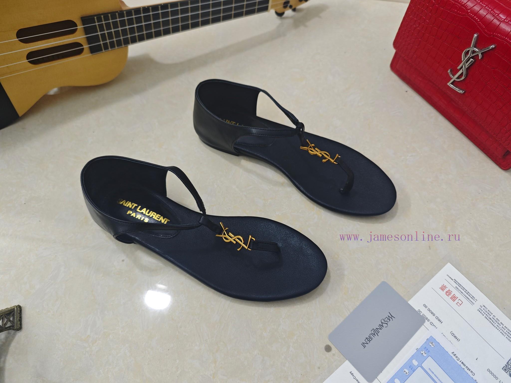 Saint Laurent Flat Clip Sandals 2025 Early Spring Synchronized YSLLogo Letter Diamond Buckle De kawrbp6m - Image 7