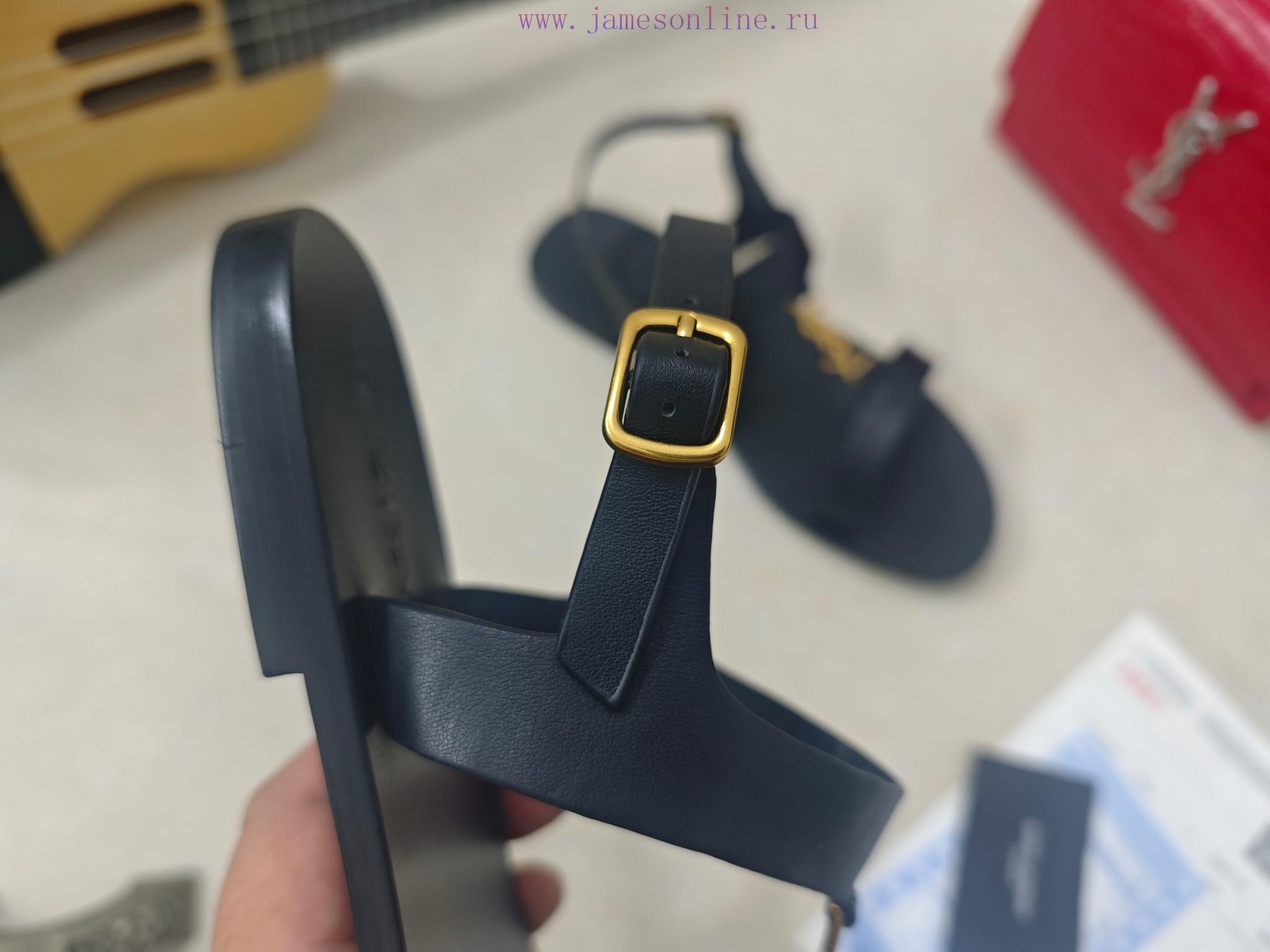 Saint Laurent Flat Sandals 2025 Early Spring Synchronized YSLLogo Letter Buckle DecorationClass zjioc0n9 - Image 2