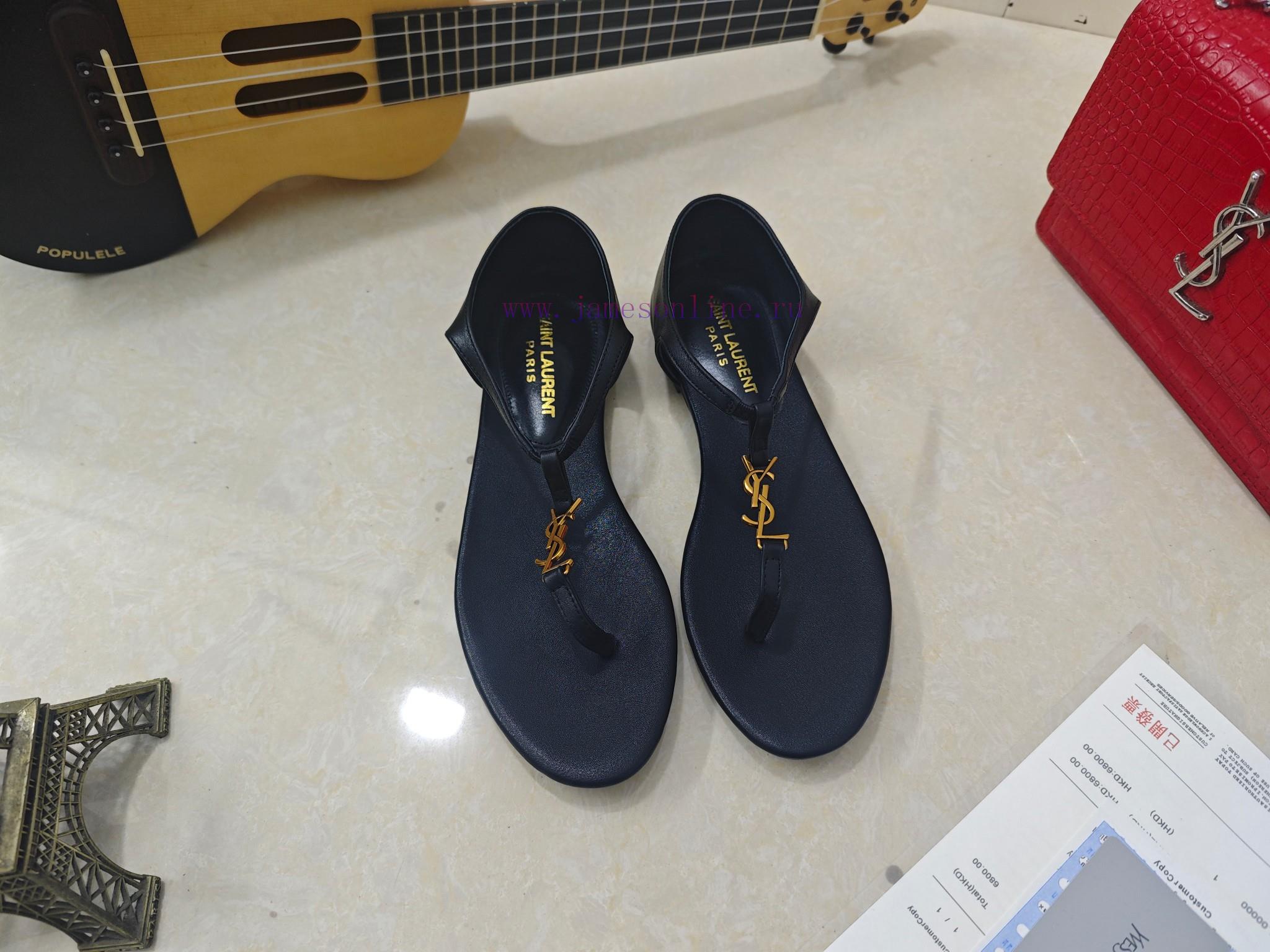 Saint Laurent Flat Clip Sandals 2025 Early Spring Synchronized YSLLogo Letter Diamond Buckle De kawrbp6m - Image 8