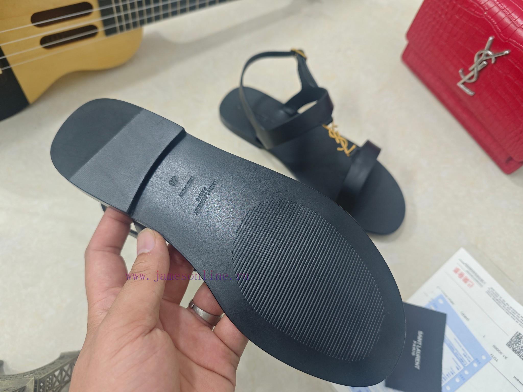 Saint Laurent Flat Sandals 2025 Early Spring Synchronized YSLLogo Letter Buckle DecorationClass zjioc0n9 - Image 4