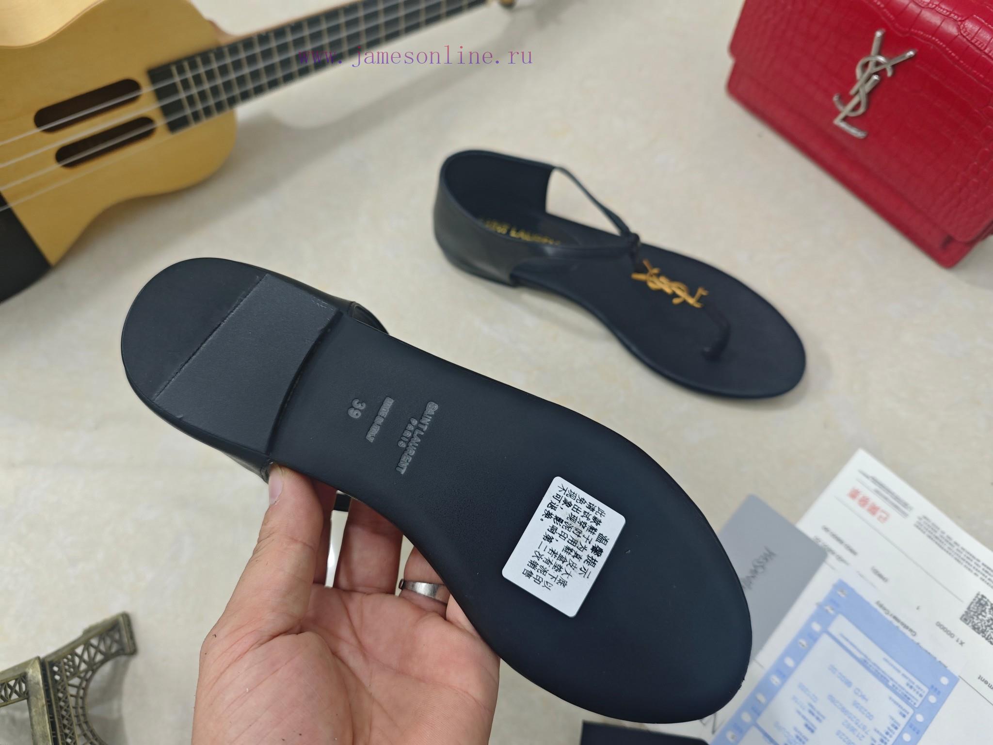Saint Laurent Flat Clip Sandals 2025 Early Spring Synchronized YSLLogo Letter Diamond Buckle De kawrbp6m - Image 10