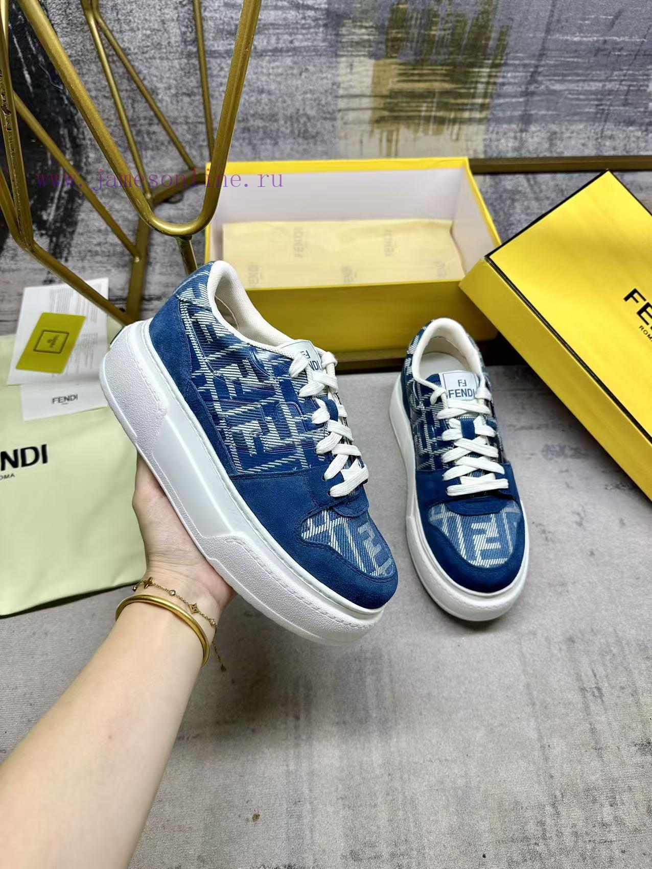FENDI MatcHermes Comes With The Latest Sports Shoes Featuring Blue FF Jacquard Fabric And Same tw4am3kq