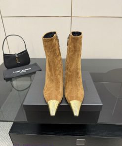 YSL Saint Laurent SS2024 Pointed Toe Short Boots High Heels New Runway Style Short BootsWhy Is k393b2gu