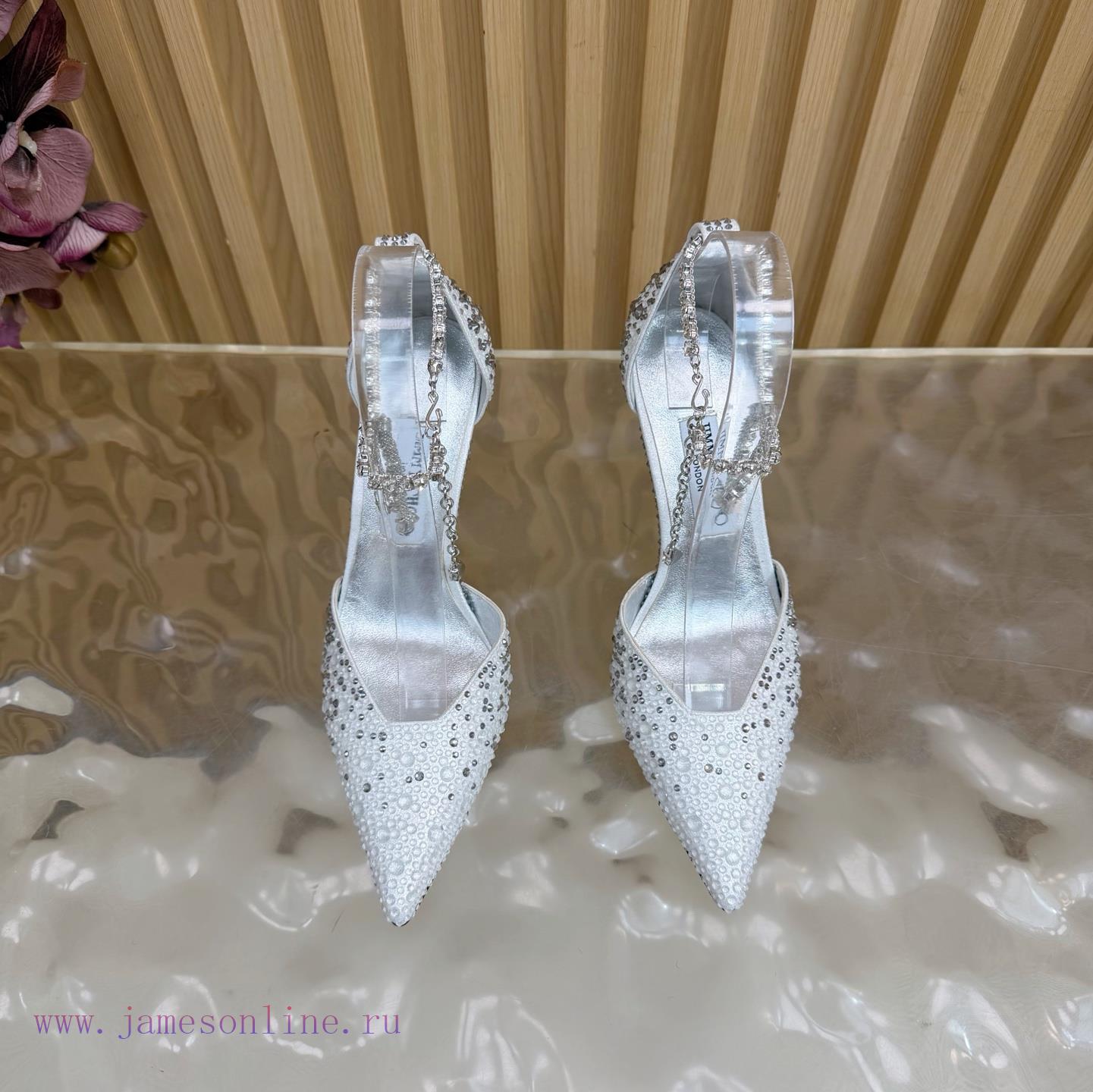 New Jimmy Choo/Jimmy Zhou Heavy Industries Diamond Face Pointed High Heel Chain High Heel Sanda d6r5d5m5 - Image 7