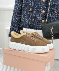Miu Miu/Miu 25WF New Wool Leisure ProductThick Soled Cookie ShoesWhen The Warmth Of Wool Meets e3yok7p6