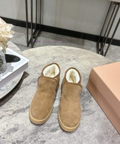 MIUMIU Autumn And Winter New Low Top Short Boots Checkered Snow BootsCow Suede Upper With Genui 6e4naq0h