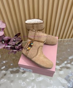 2025 Autumn/Winter New MiuMiu Ethnic Storm Simia Style Snow Boots Fur Boots Autumn/Winter Fashi s02eq5qt