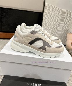 𝗖𝗘𝗟𝗜𝗡𝗘 Top QualityCeline's New Logo Lace Up Casual Sports ShoesLeather Upper With Cowhide Splic bhubcwm2