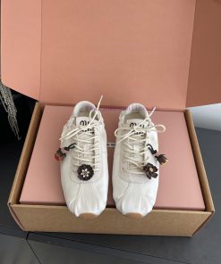 Miu Miu 26ss New Satin Ballet Training Shoes Casual ShoesCombining The Casual And Sporty Feel O 83506vsr