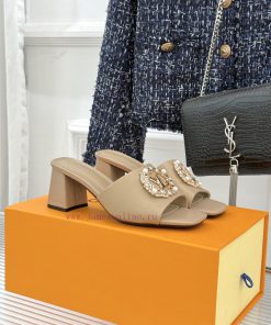 L * V Donkey Classic Water Diamond Buckle Strap Thick Heel SlippersInterpreting Summer Luxury W qr2dbi8k