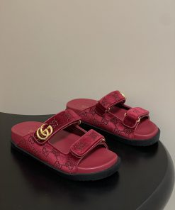 26Ss Spring/summer New Gucci Classic Double G-button Velcro Beach Slippers GG Gucci Rhinestone h2a76g9w