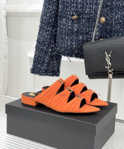 Saint Laurent YSL Saint Laurent 26WF New ProductRhinestone Buckle Sexy Silk Pointed Flat Bottom xo4x39q9