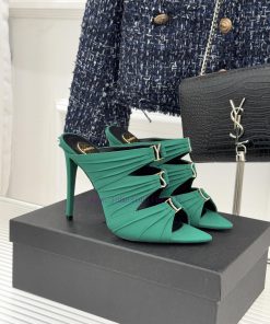 Saint Laurent YSL Saint Laurent 26WF New ProductRhinestone Buckle Sexy Silk Pointed Flat Bottom 1vx7e33d